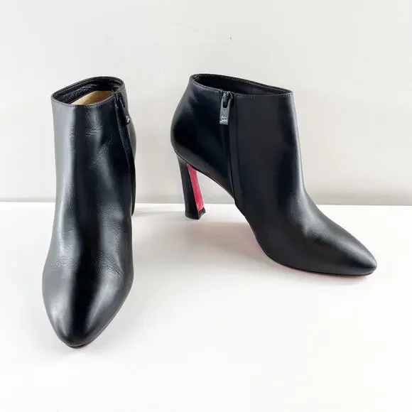 Christian Louboutin Eleonor 85 Leather Ankle Boots Booties Black 39 - Picture 9 of 12